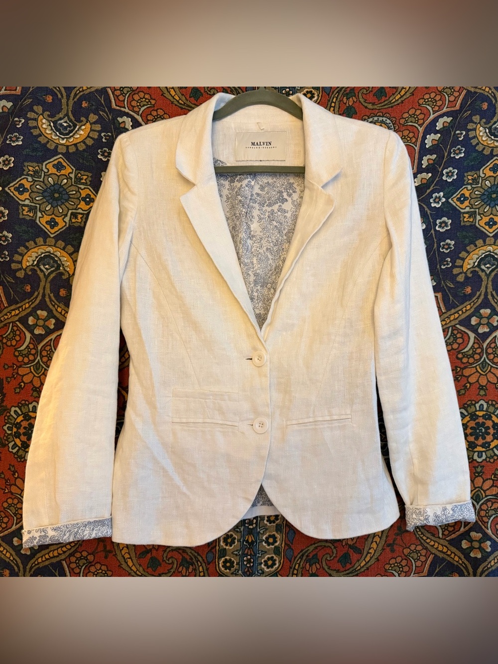 Malvin Hamburg-Germany Women's Ivory 100% European Flax Linen Lined Blazer